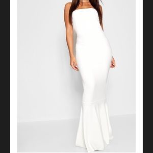White strapless mermaid styled dress.